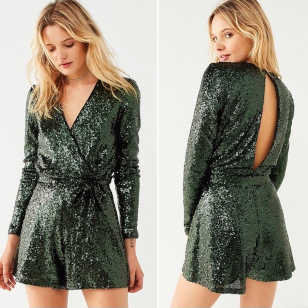 New green Oh My Love sequin romper